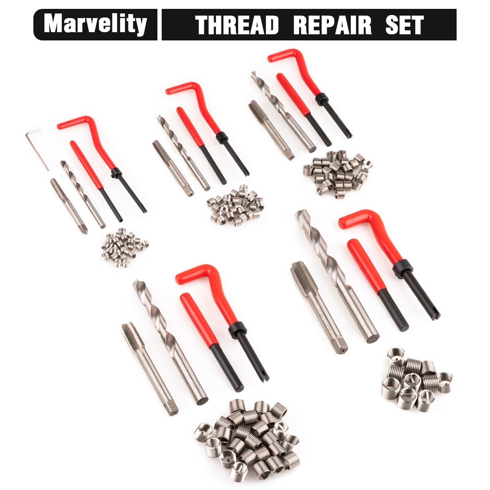 Marvelity Premium 131-Piece Metric Helicoil Thread Repair Kit, Comprehensive…