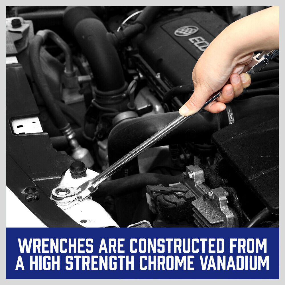 Double Box End Ratcheting Wrench 6PCS Metric Universal Flexible Head Auto Flex