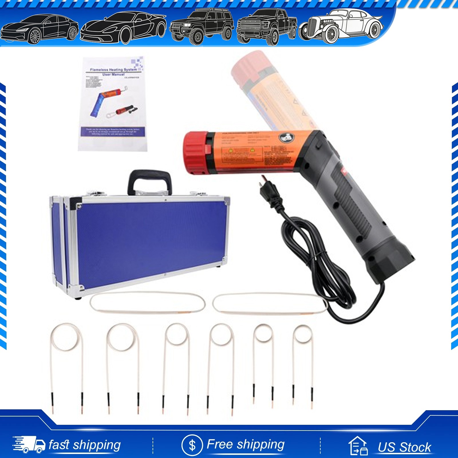 1100W Magnetic Induction Heater Kit with 8 Coils Portable Heat Induction Tool