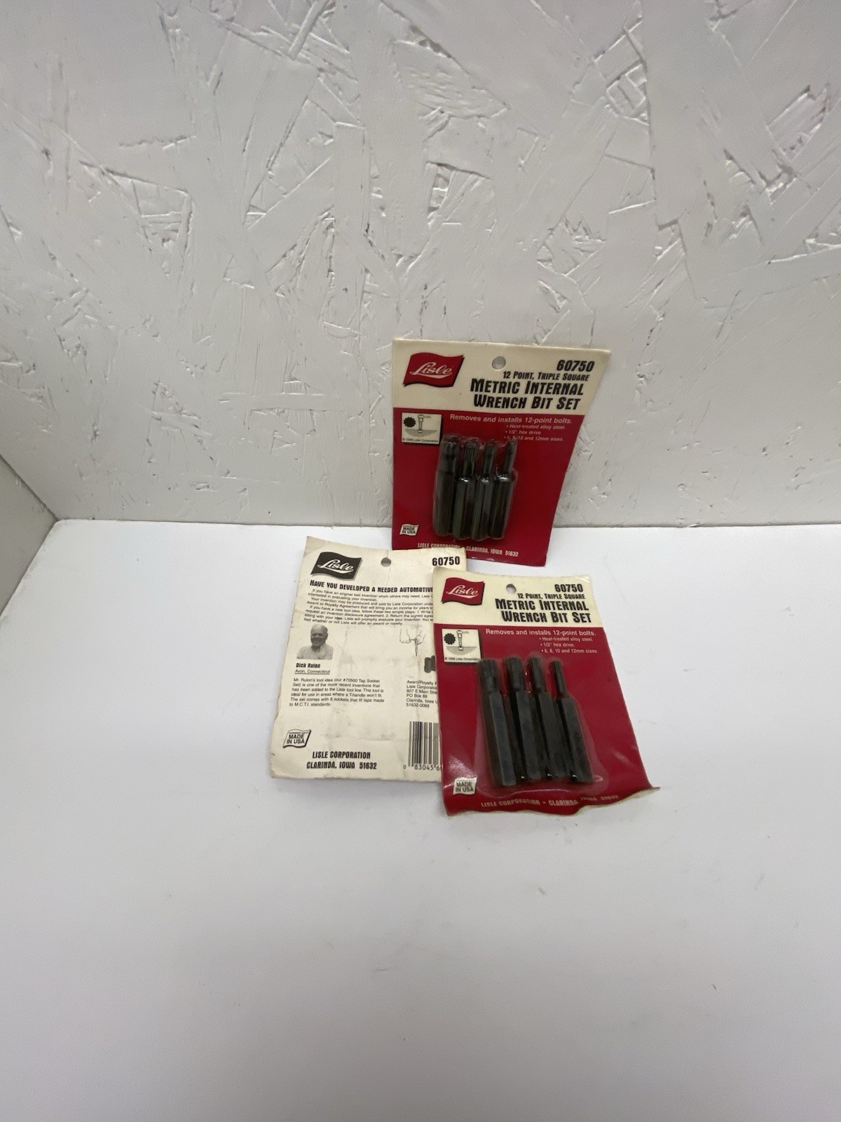 3 packs lisle #60750 12 point metric internal wrench bit set -4 per pack- nos