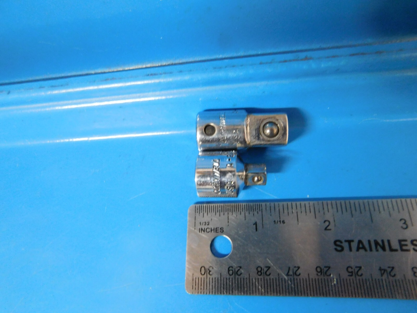 USED,CORNWELL TOOLS 3/8IN TO 1/4IN & 3/8IN TO 1/2IN ADAPTORS , LOT OF 2, USA