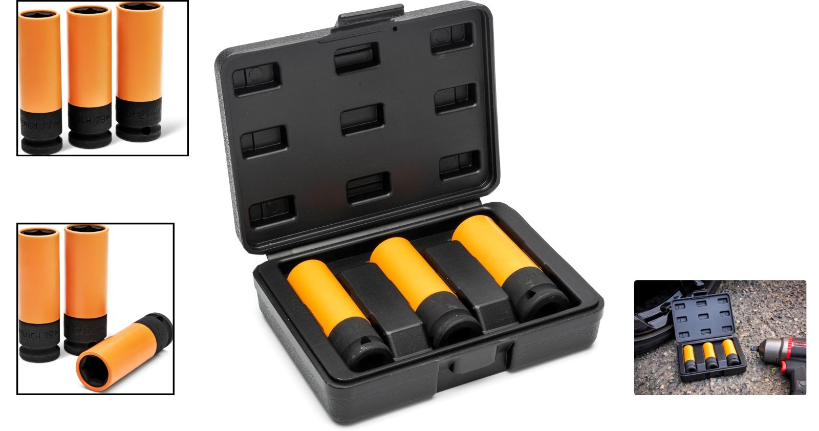 Thin Wall 1/2″ Drive Impact Sockets – 3-Piece Set with Corrosion Resistance