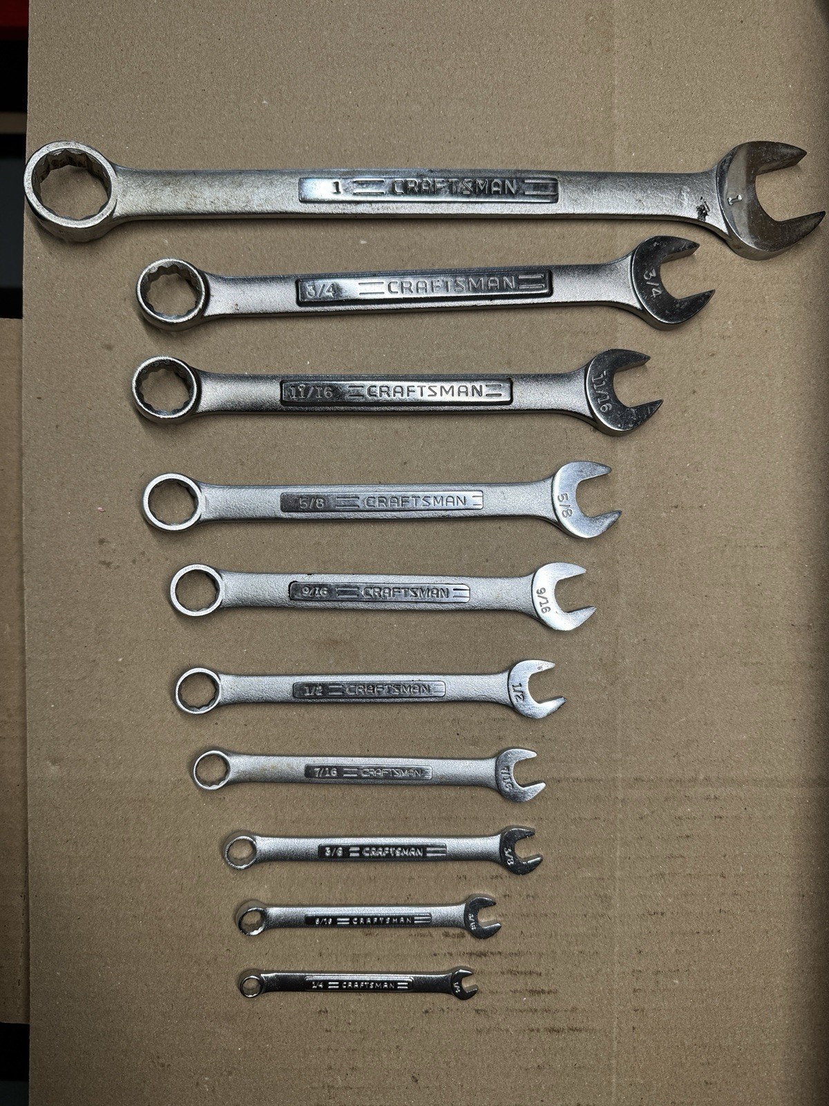 Craftsman 10 piece SAE Combination Wrench Set 1″ to 1/4″ USA Made 12 Pt V VV VA