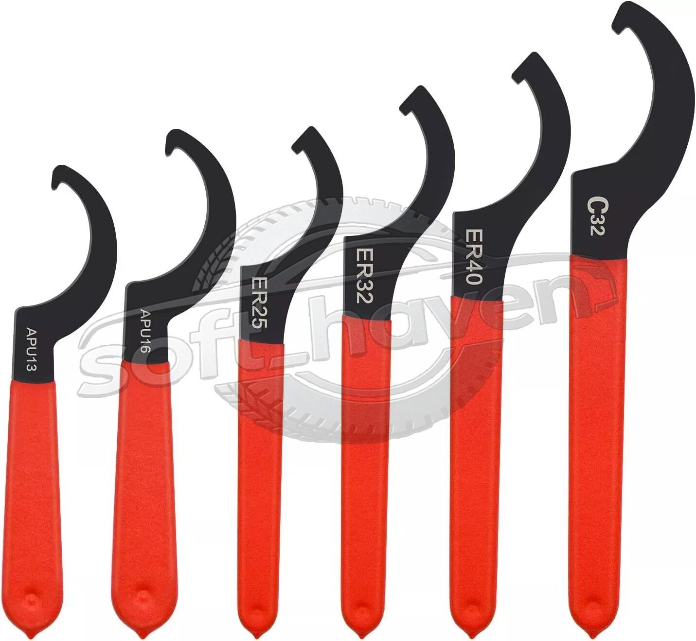 6X Coilover Spanner Wrench Set Adjustable C-Shape Shock Spanner Hook Wrench Tool