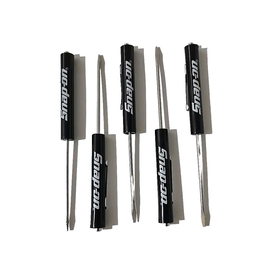 5 Black Snap on tools screwdrivers per order . pocket screwdriver . magnet end
