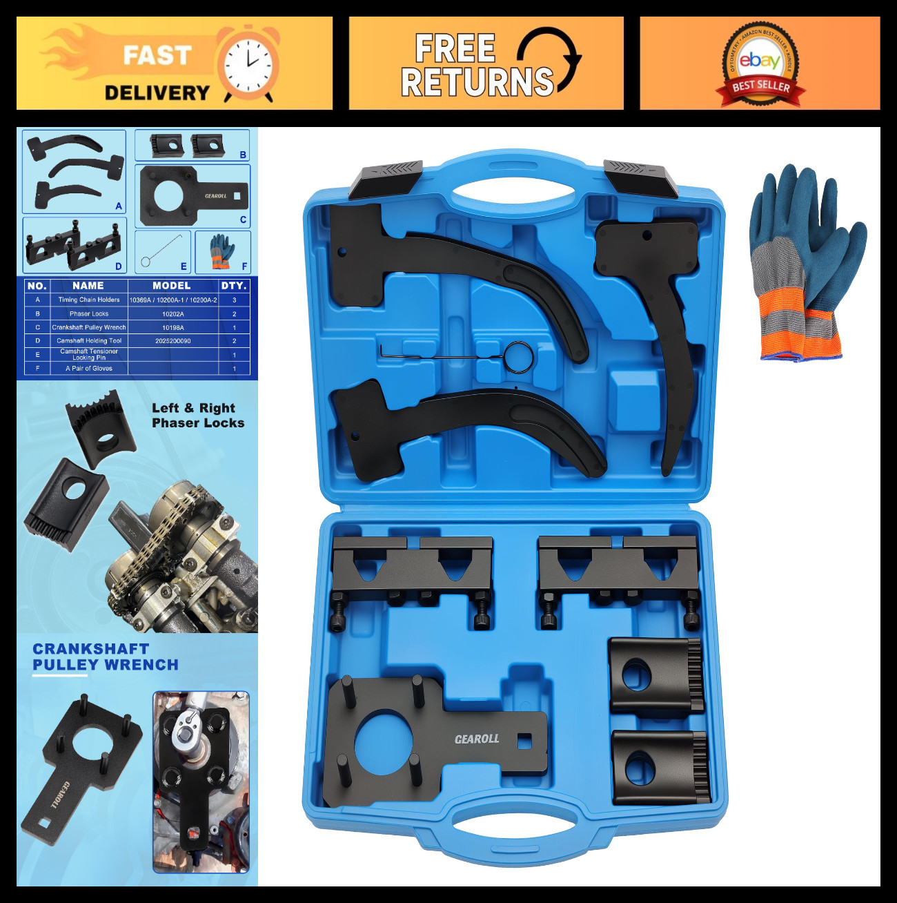 Camshaft Phaser Timing Tool Kit for Chrysler 3.6L Pentastar & VW Jeep Dodge