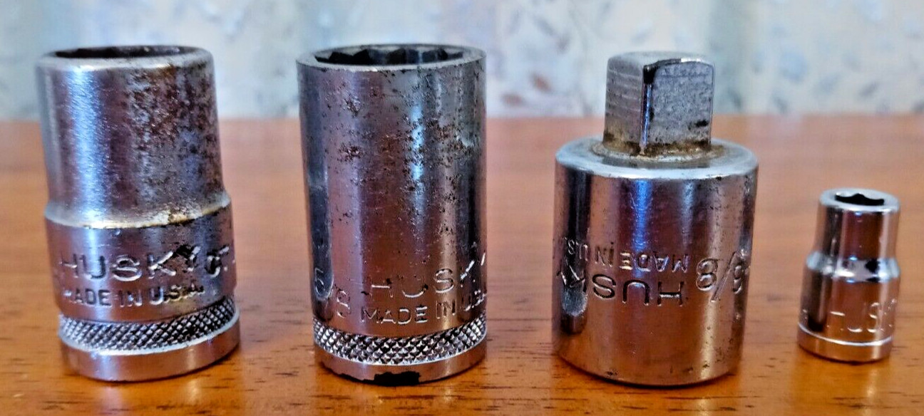 Husky Lot Of Three Vintage Made In USA & One Made In China Sockets Male & Female