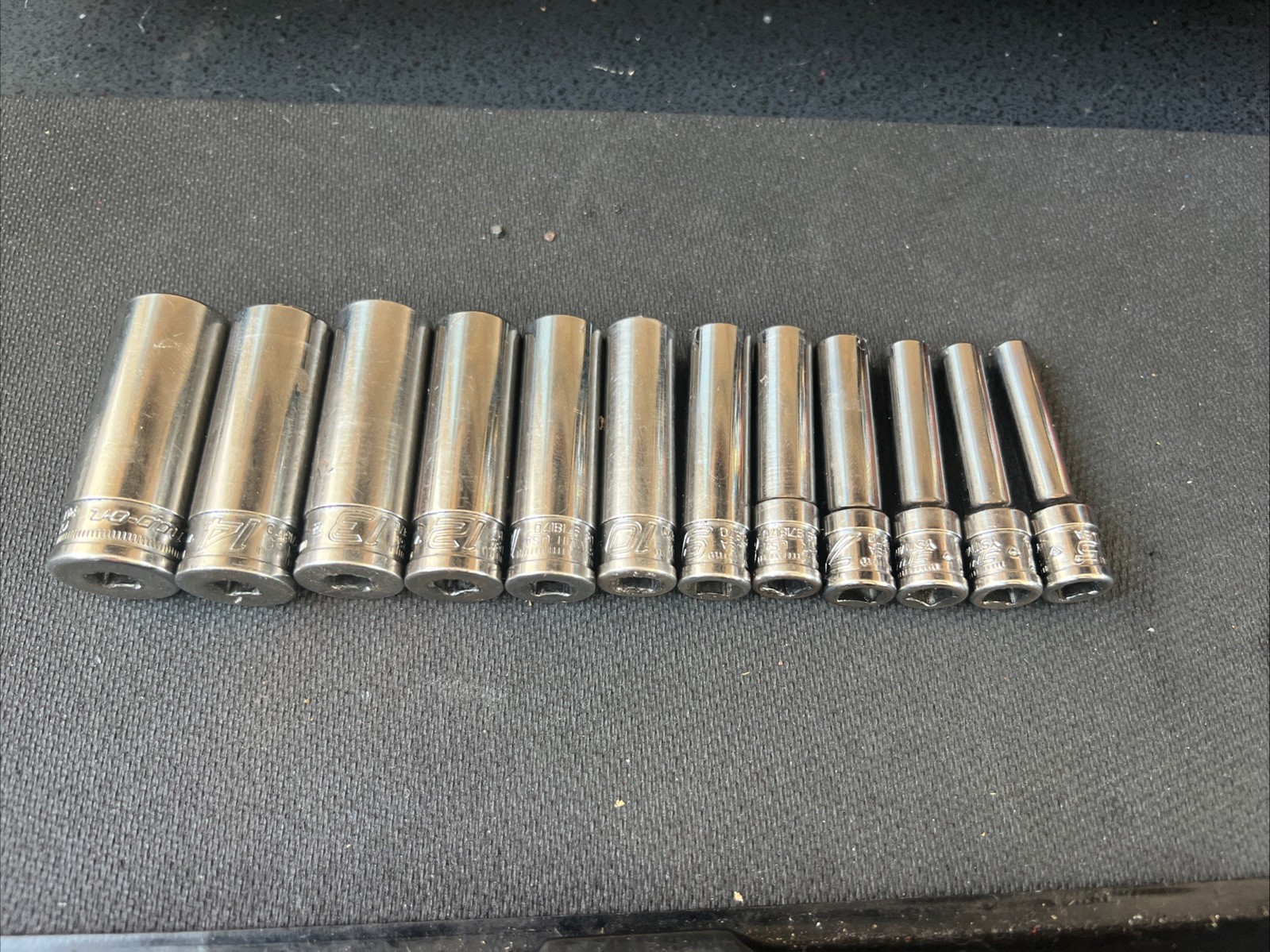 Snap on Tools 12pc 1/4″ Drv METRIC 6pt Chrome Deep Socket Set 112YSTMMY FDX Xtra