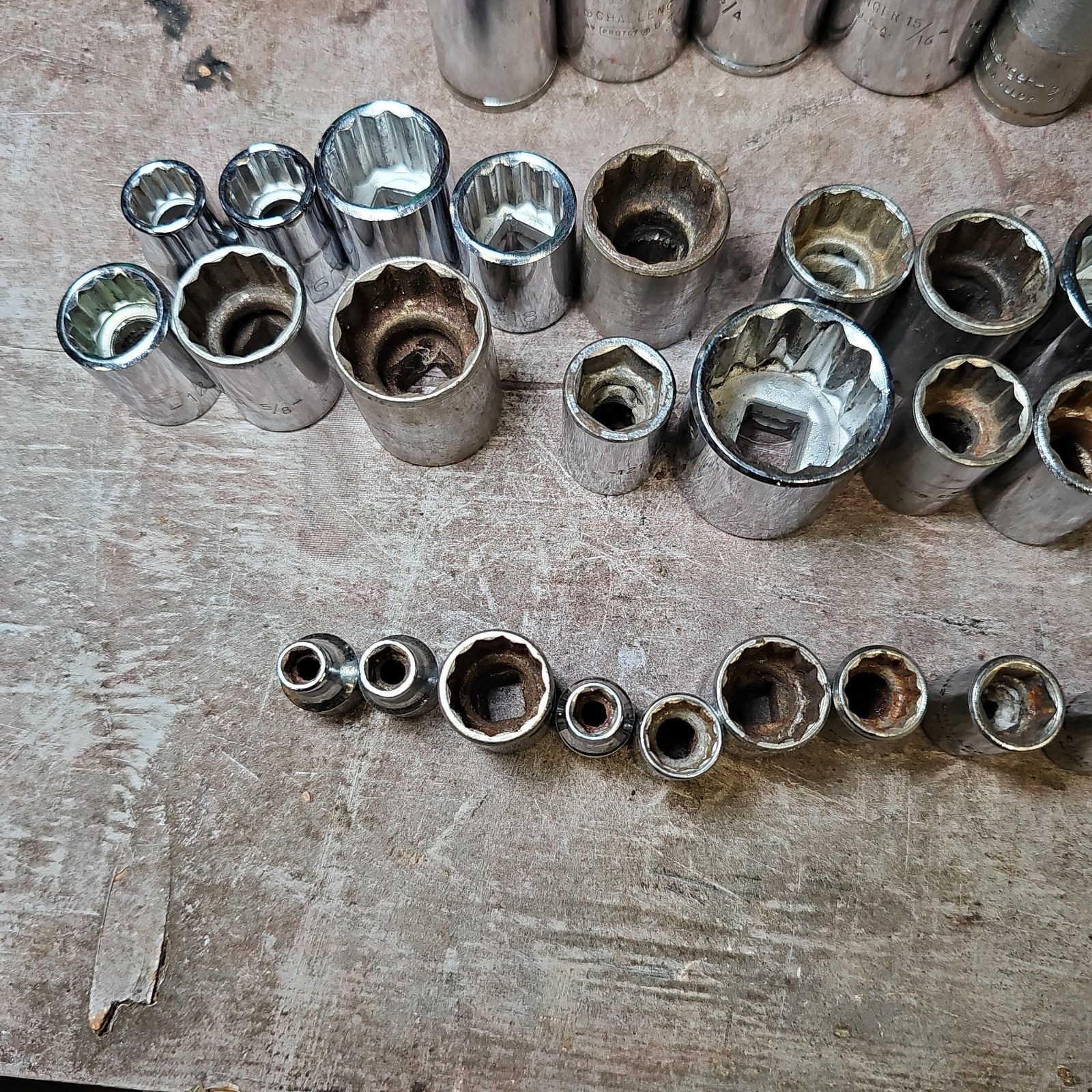 31-Pc Proto & Challenger USA Socket Lot Mixed Sizes 1/4” 3/8” 1/2” Drive
