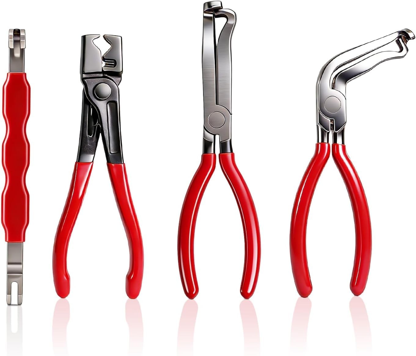 4 Piece Automotive Electrical Disconnect Pliers Set for Cars – 4.1, Red 4pcs