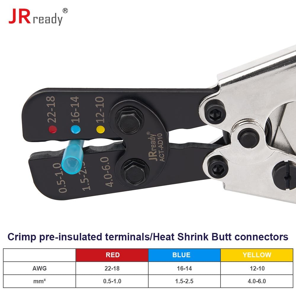 ACT-AD10 Wire Crimping Tool for Heat Shrink AWG 22-10, Black