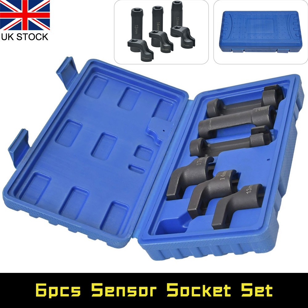 6pc Exhaust Gas Temperature EGT DPF Sensor Socket Removal Tool Set 13, 14, 17mm