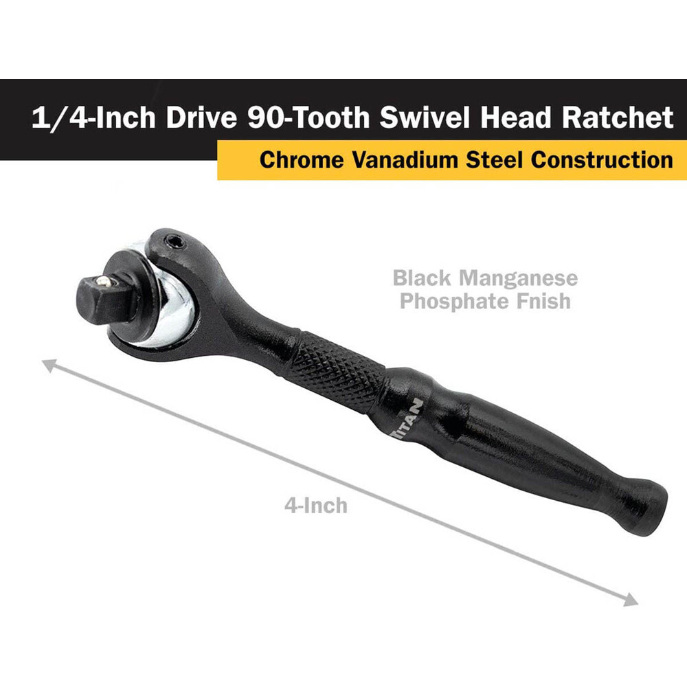 Titan 11313 1/4″ Drive Swivel Head Micro Ratchet Black