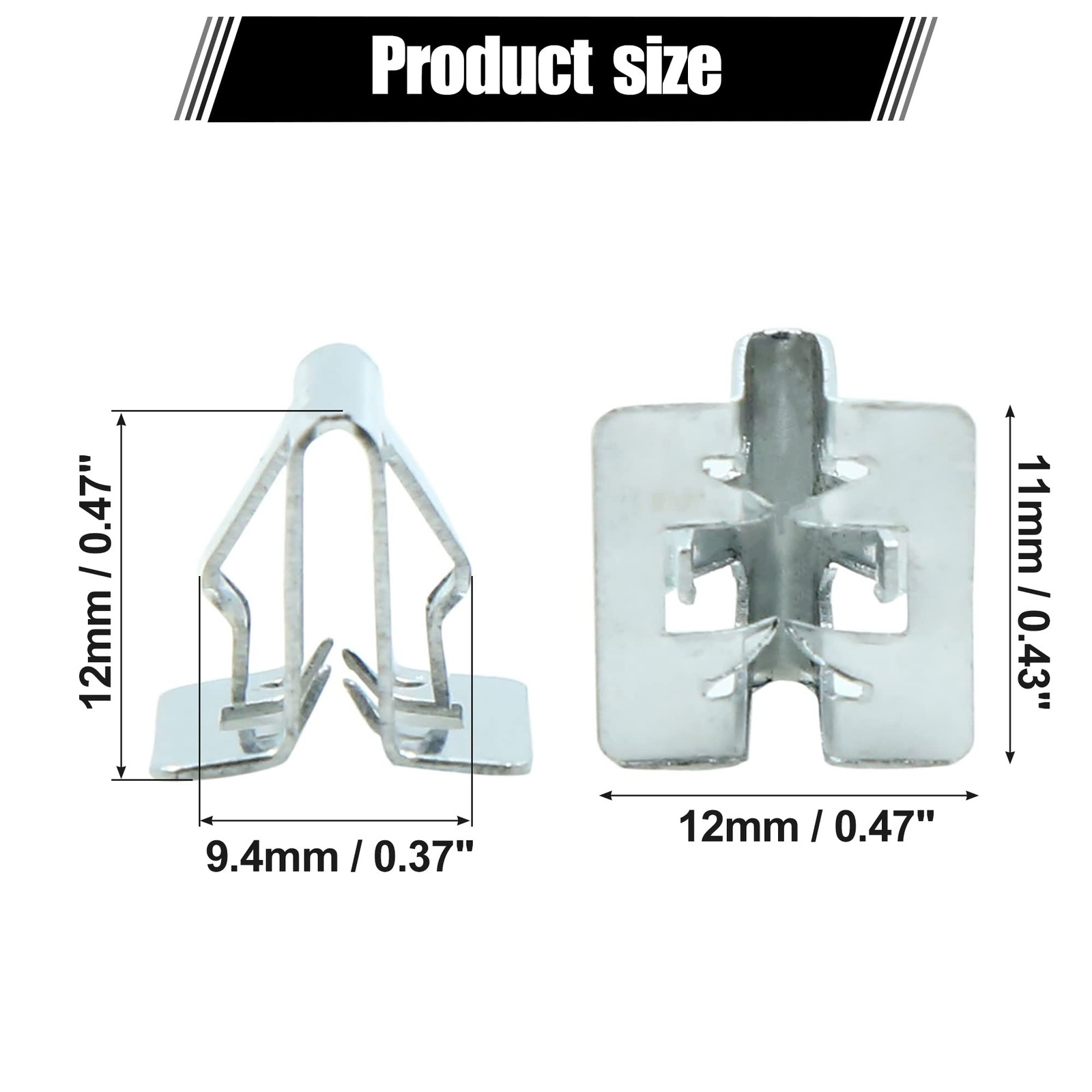 X AUTOHAUX 20pcs Universal 12.5×12.1×11.9mm/0.49″x0.48″x0.47″, Silver Tone
