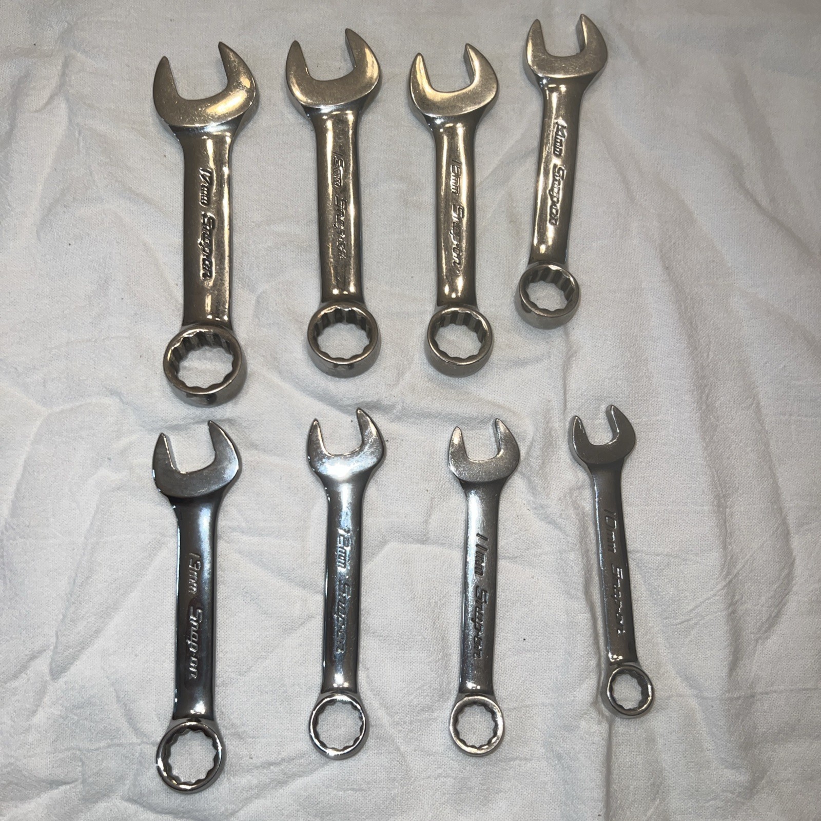SnapON Short 12pt Comb Wrench Set 8pieces 17mm,16mm 15mm,14mm13mm,12mm,11mm& 10m