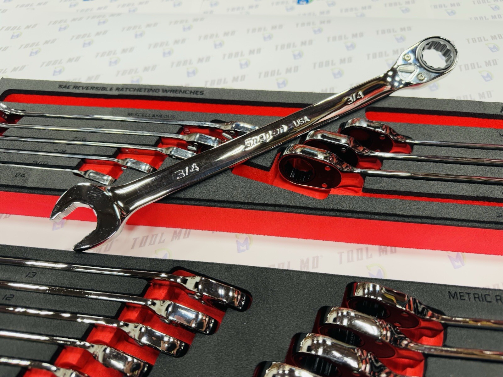 Snap-on Tools NEW 23pc Metric & SAE Reversible Ratcheting Combo Wrench Foam Set