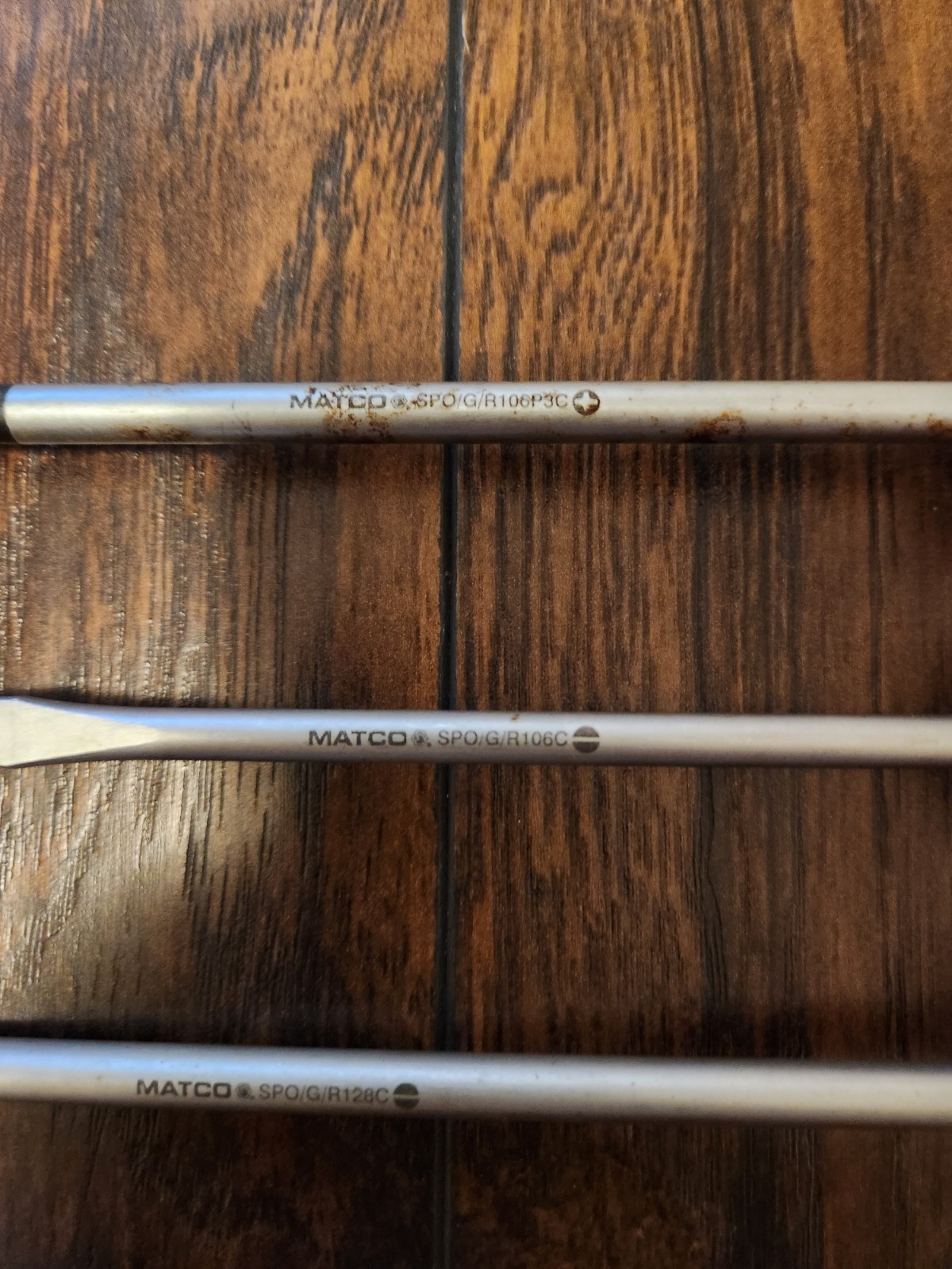 Lot of 3 Matco Screwdrivers – #3×6″ Phillips – 6×5/16″ and 8×3/8″ Flathead