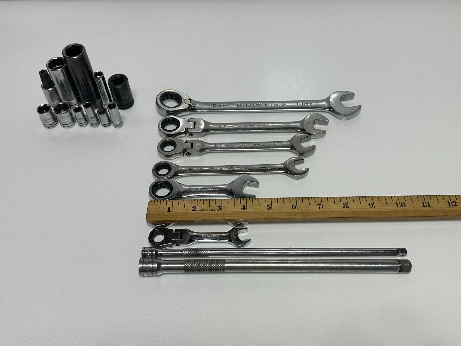 GearWrench Tools 20pc Wrench Socket Extension Mixed lot, Metric SAE, Flex, Torx+