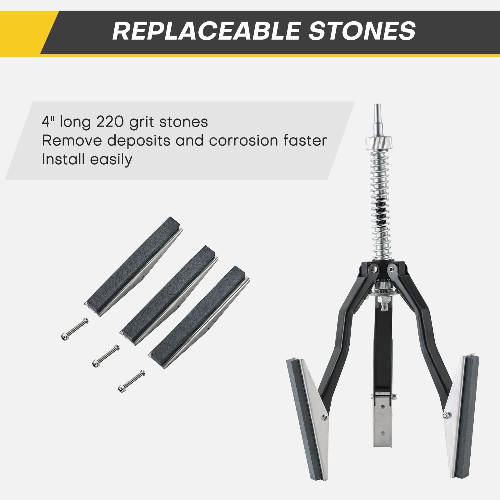 Adjustable Engine Cylinder Hone Tool | 2″ to 7″ Diameter, 3 Extra 4″ Stones, 220