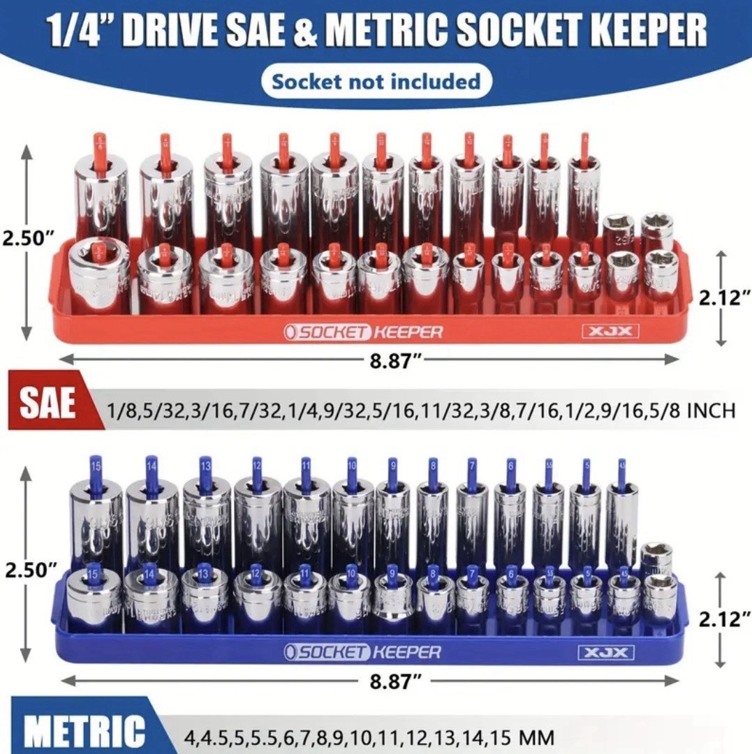 8 Piece Socket Organizers 1/4” – 3/8” & 1/2” Standard & Metric- Shallow & Deep
