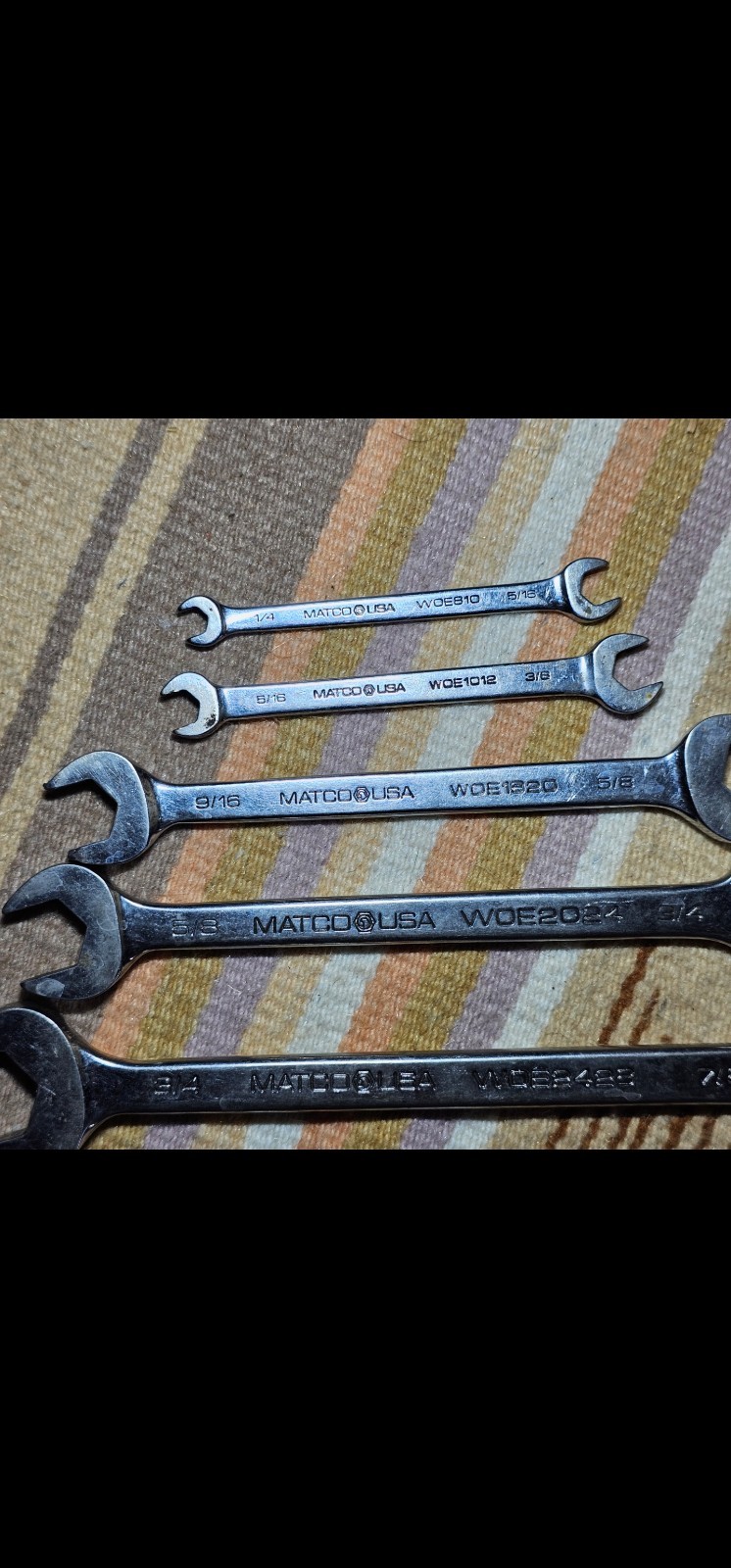 Matco Tools 5 Piece SAE Combination Matco Wrench Set See Photos Tools Pre Owned