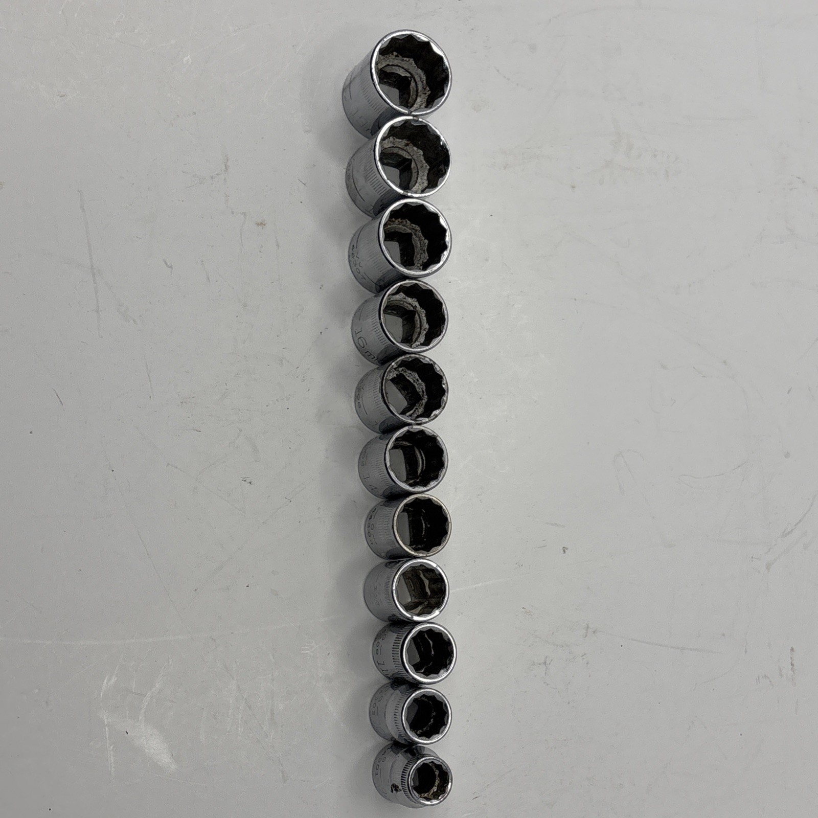 11 pc Craftsman Metric Socket Set 9mm-19mm 12 Pt 3/8” Drive Made in USA