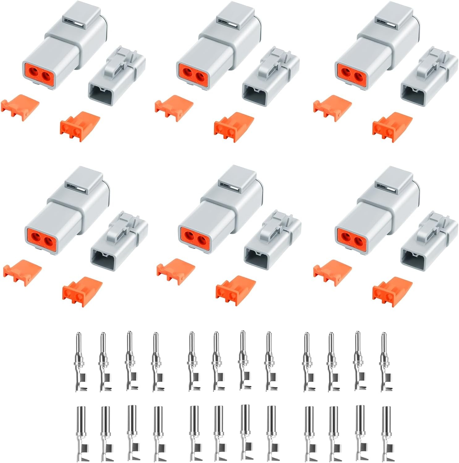 48 PCS Deutsch DTP Connector Kit 2 Pin Automotive Waterproof 2Pin-6Set