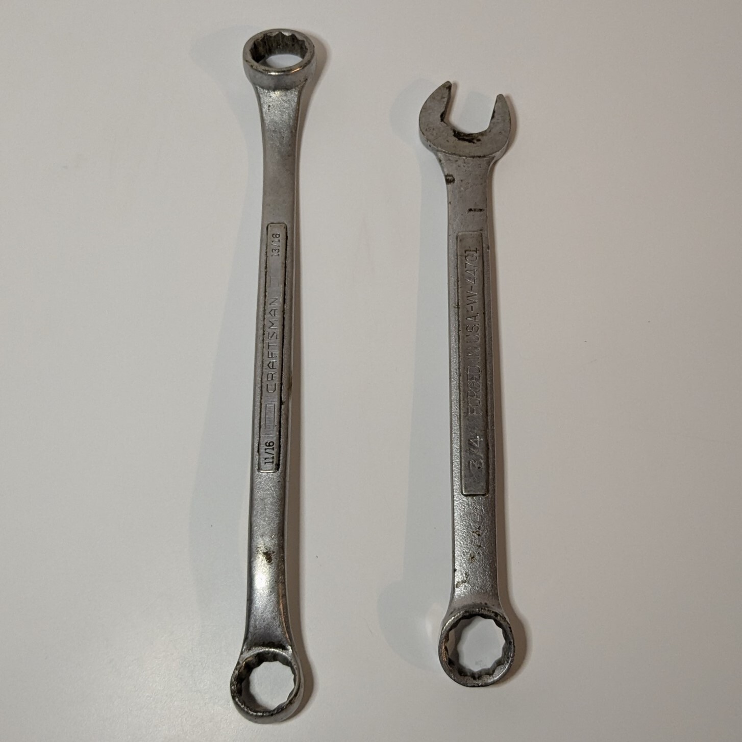 Lot of 7 Vintage Craftsman U.S.A. Wrenches, Various Size Hand Tools, Forged