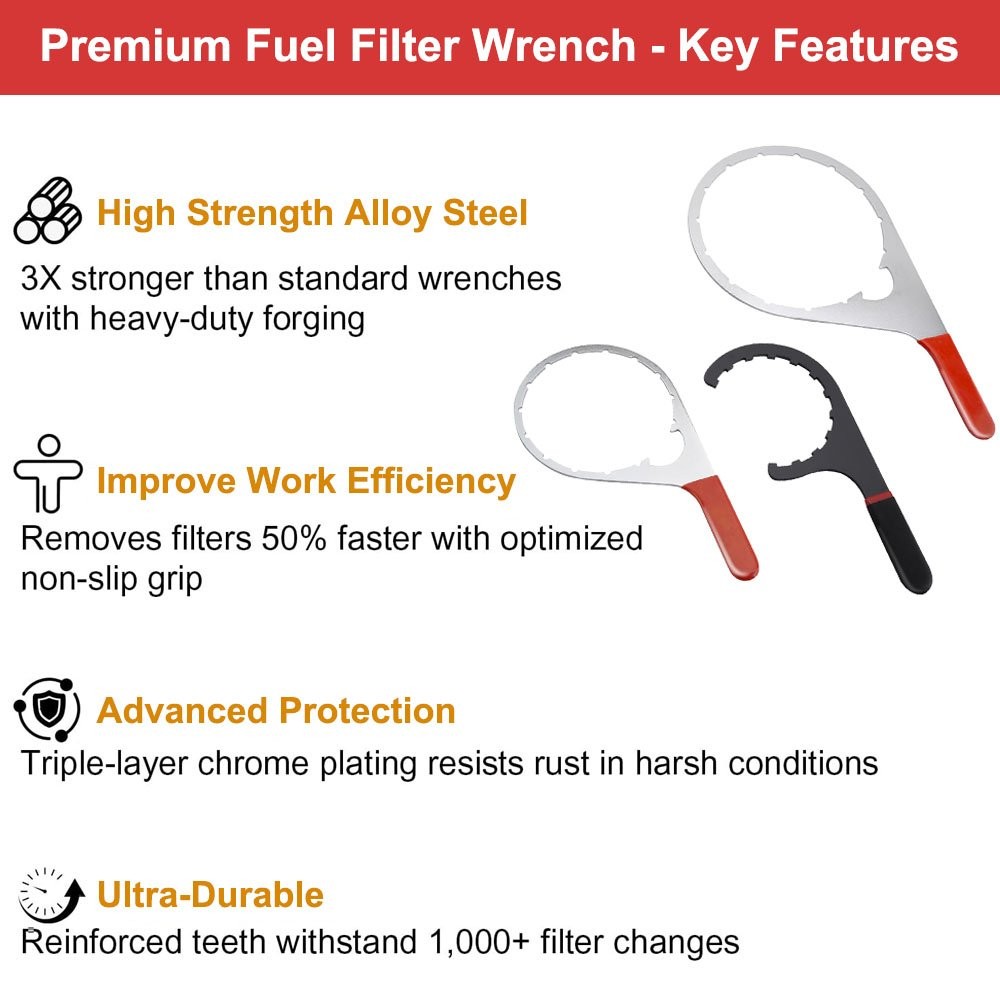 Fuel Filter Wrench 4.6 Inch, 6 Inch, 8 Inch For 380134 382 Detroit Diesel Truck