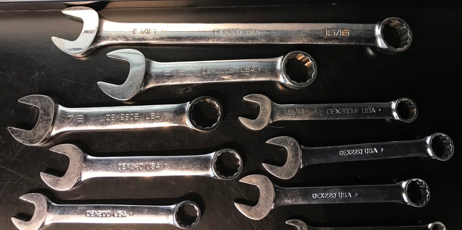 Lot of 14 Snap On USA 12 Point SAE Flank Drive Chrome Combination Wrench