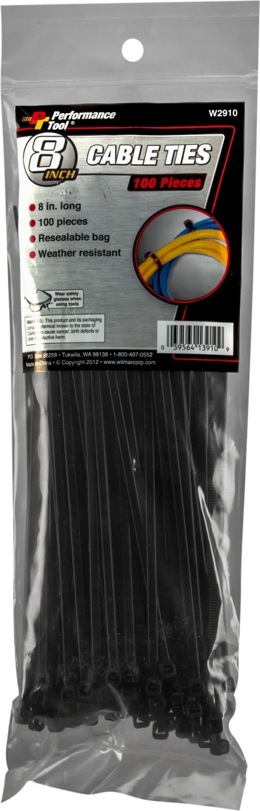 PERFORMANCE TOOL CABLE TIE 8″ 100/PACK