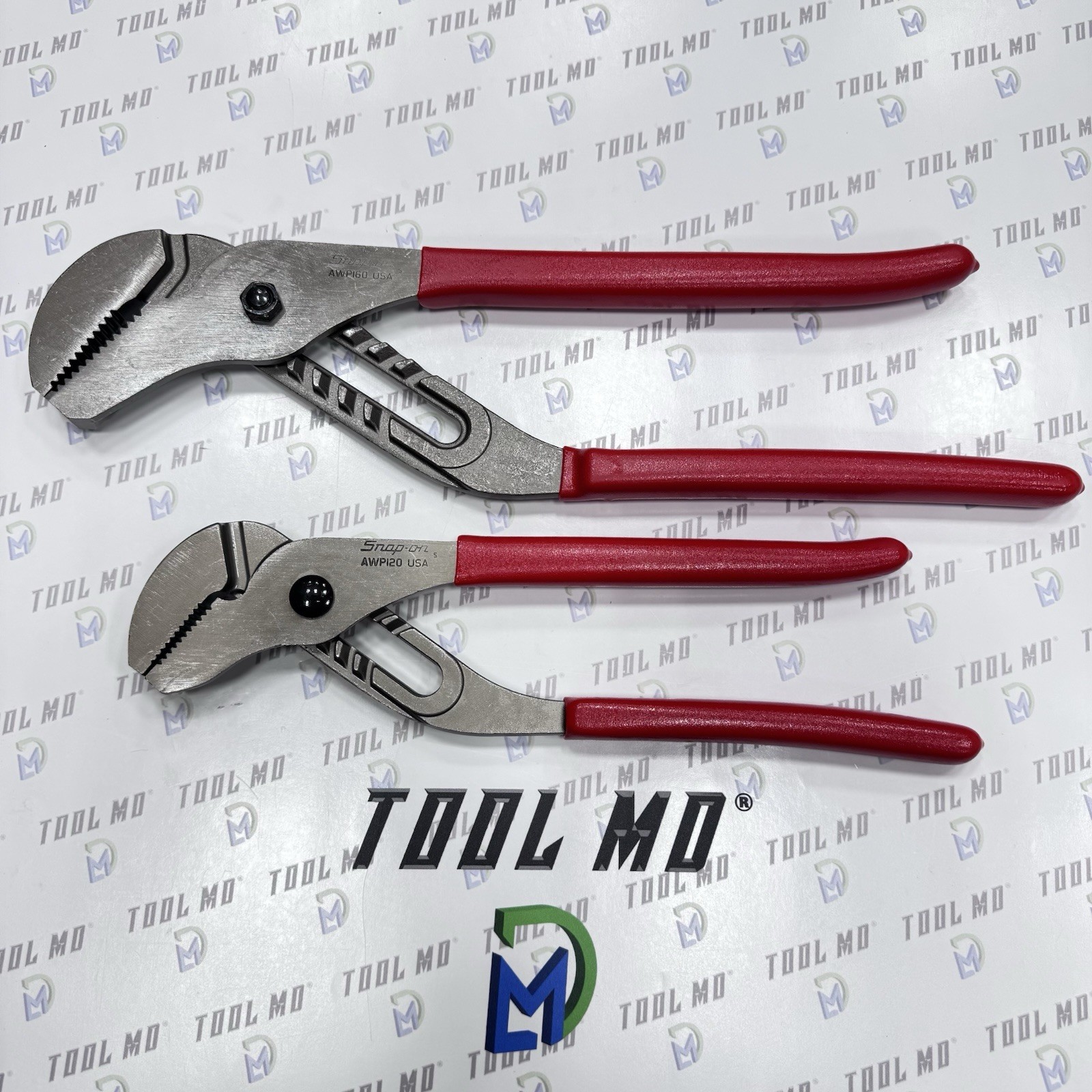Snap-on Tools USA NEW 2pc RED Adjustable Joint Channel Pliers Set AWP120 AWP160
