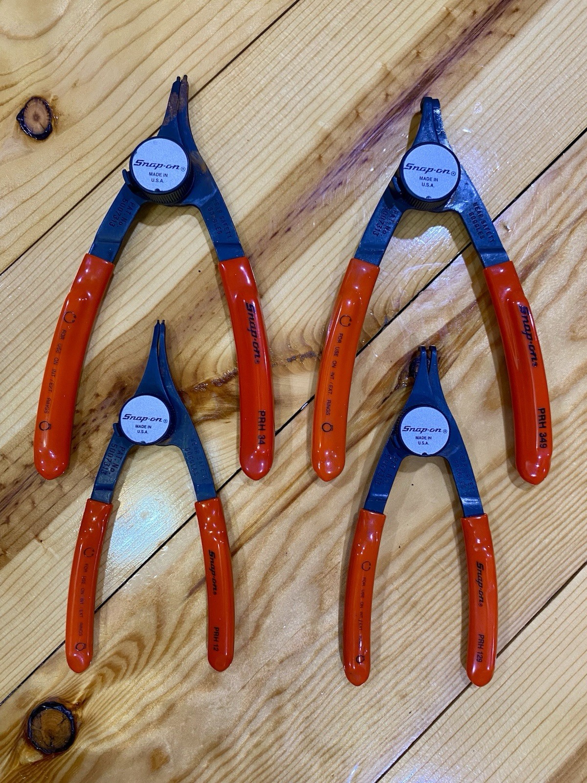 Snap-On 4pc convertible Snap ring pliers set PRH129, PRH349, PRH34 & PRH12