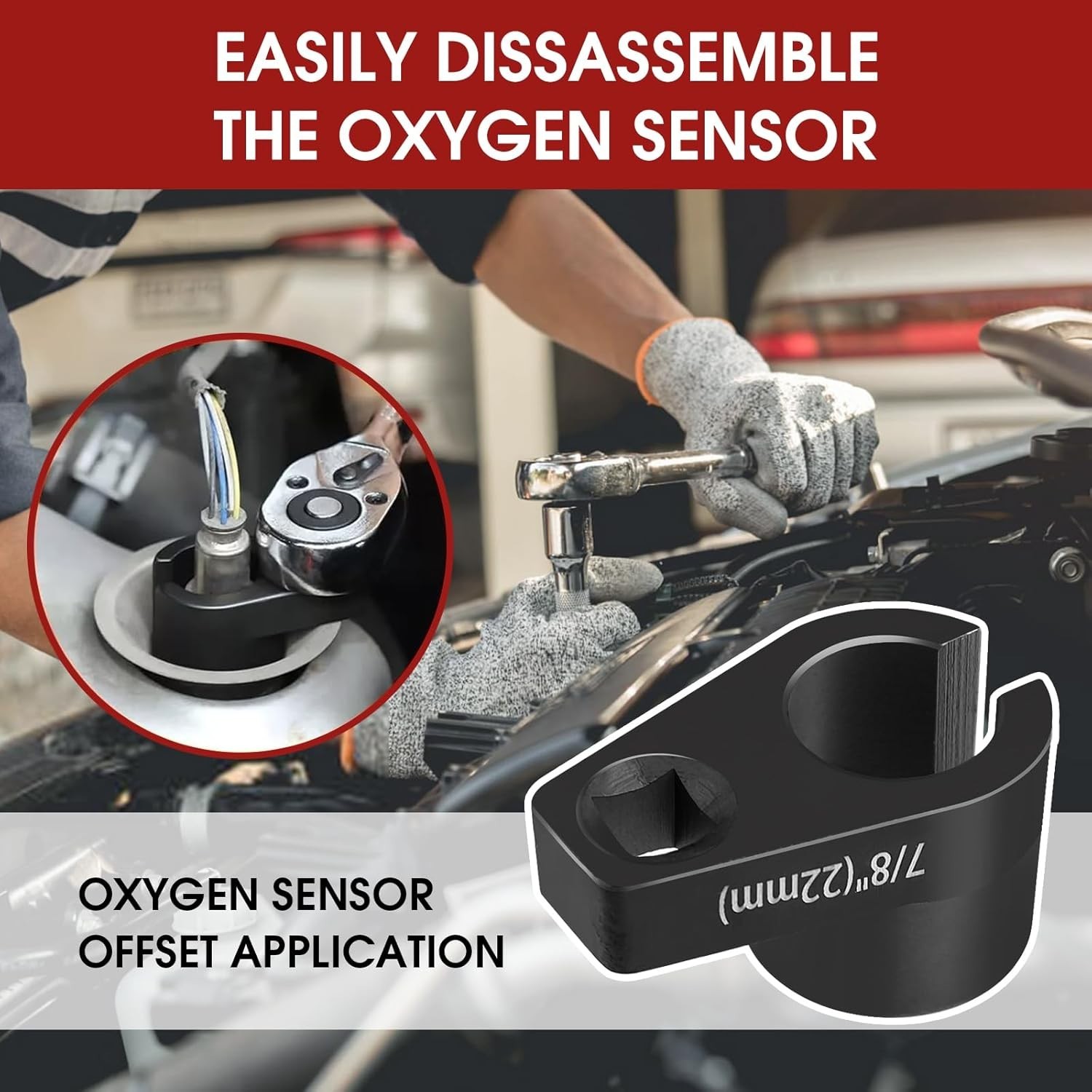 5Pcs 22mm O2 Oxygen Sensor Socket Wrench 3/8″1/2″ Drive Auto Repair Tool