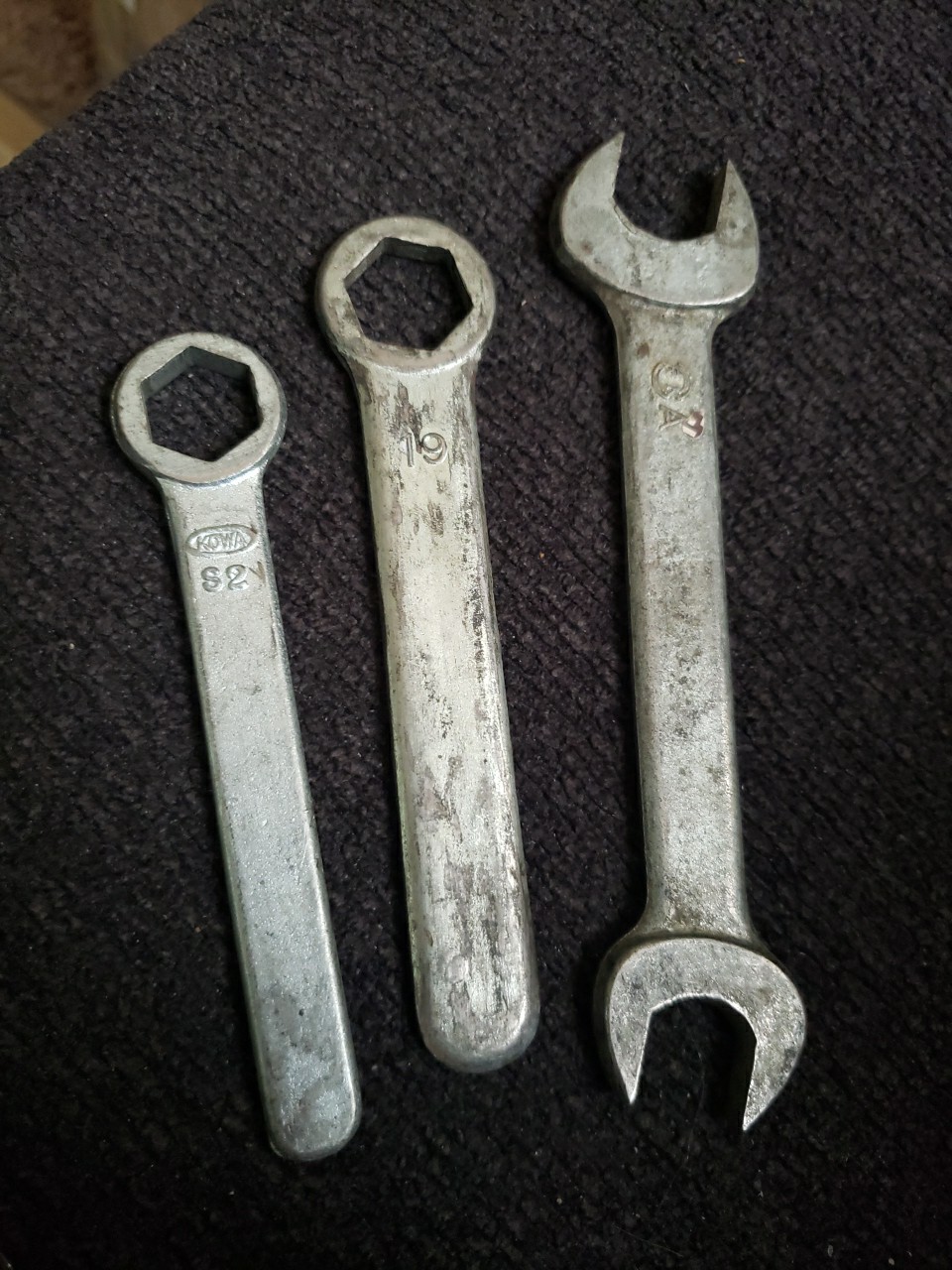 Honda Motors Metric Wrenches Kowa S2, Box End 19mm, Open End 17, 19 Lot of 3
