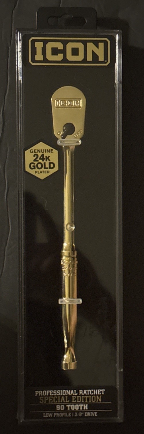 ICON Special Edition 3/8″ Drive 24K Gold Plated Professional Ratchet 90 Tooth