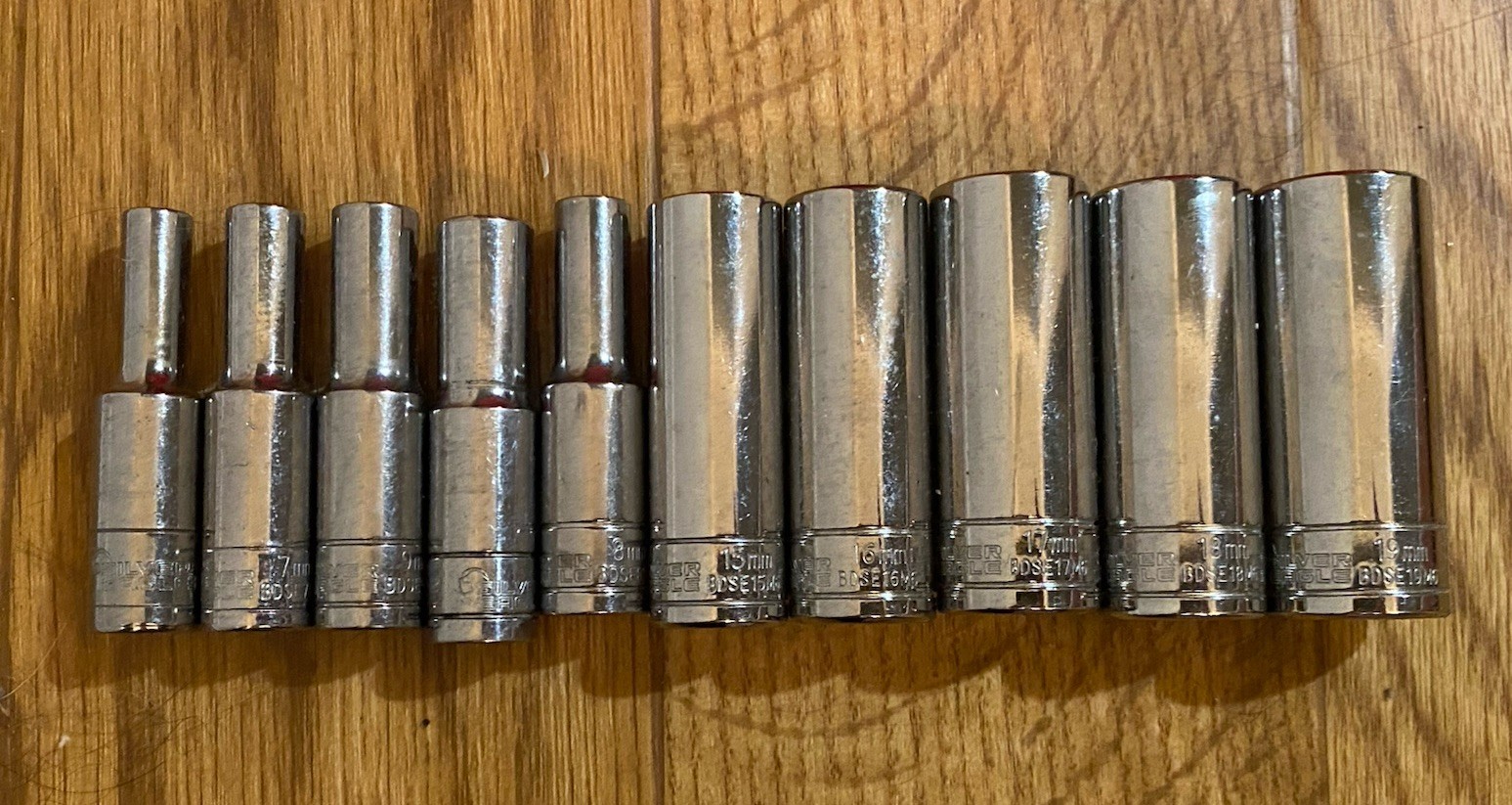 MATCO Tools Silver Eagle Chrome Metric 6 Pt. Deep Socket Set BDSE 6-10 15-19mm
