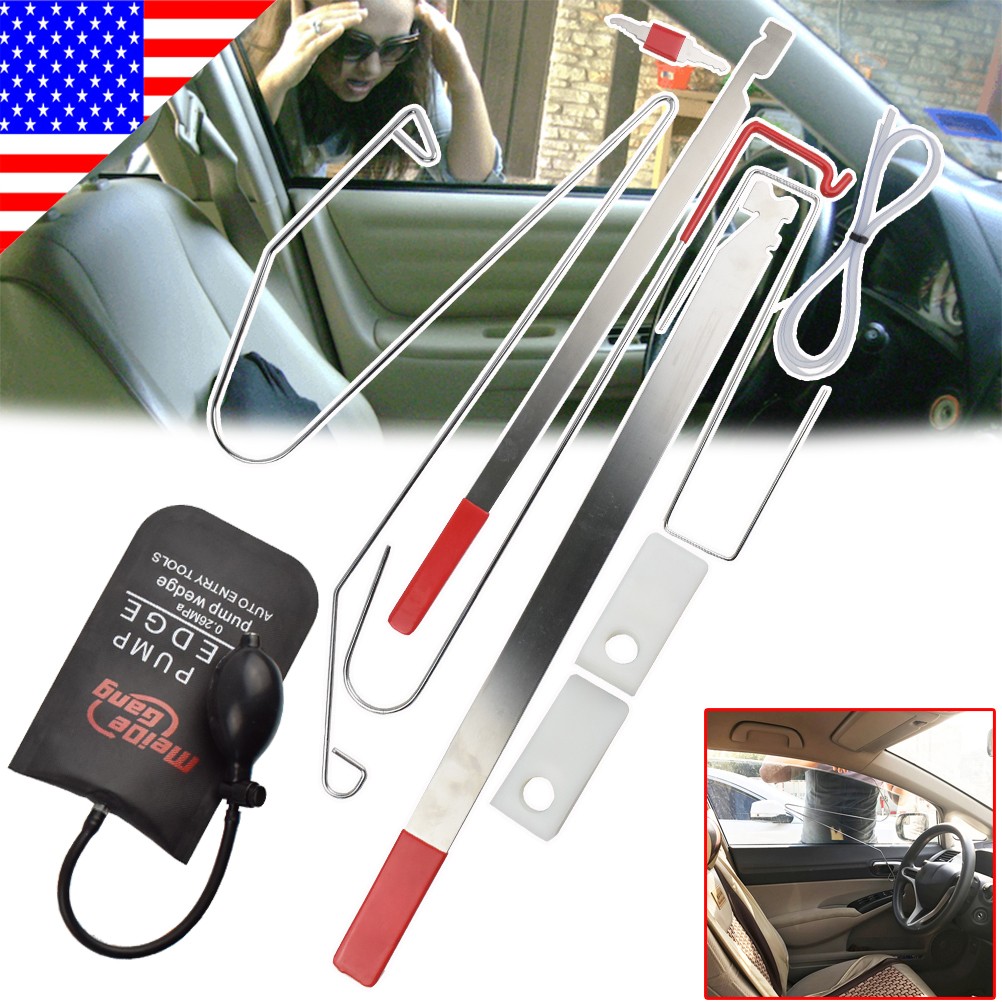 9xCar Door Opening Lock Out Open Tools kit Universal door lockout tool+ Air Pump
