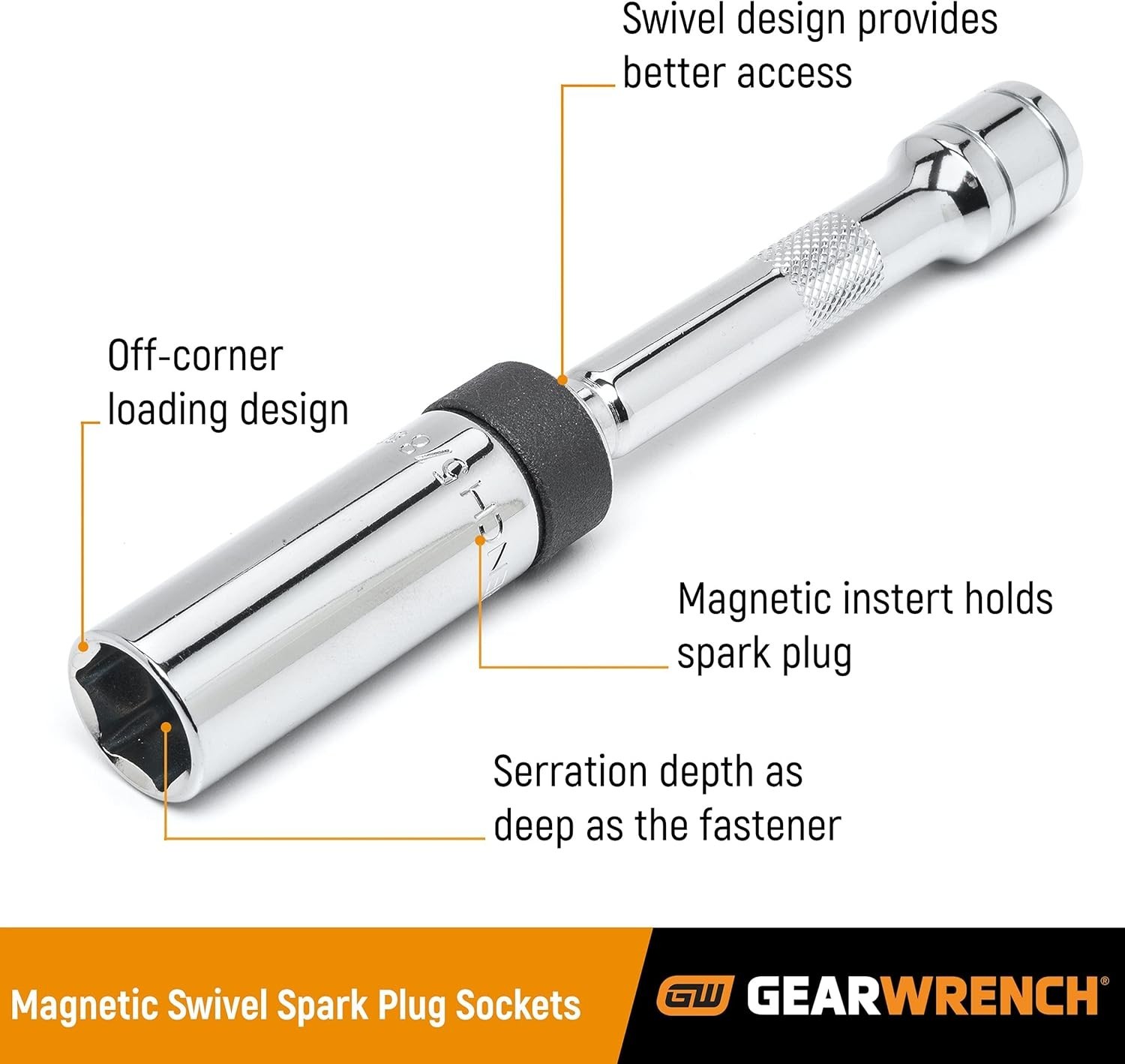Magnetic Swivel Spark Plug Socket 3/8″ Drive – 6″ Alloy Steel | 5/8″ Size