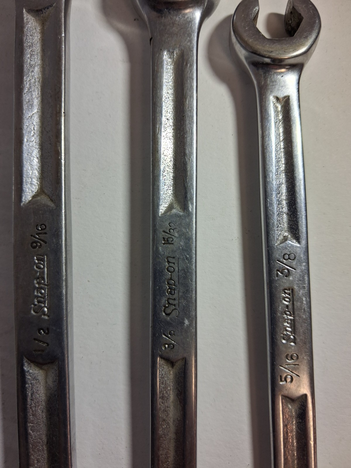 Snap On SAE Flare Nut and Open End Line Wrench Set 7 piece 7/8 9/16 1/2 7/16 3/8