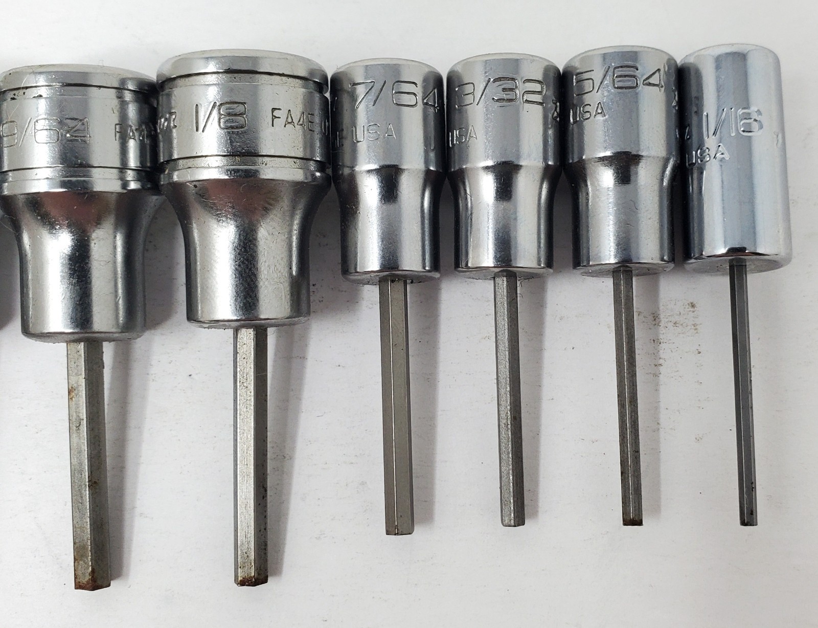 Snap-On 212EFTAY – 10pc Combo Drive SAE Hex Driver Bit Socket Set – Incomplete