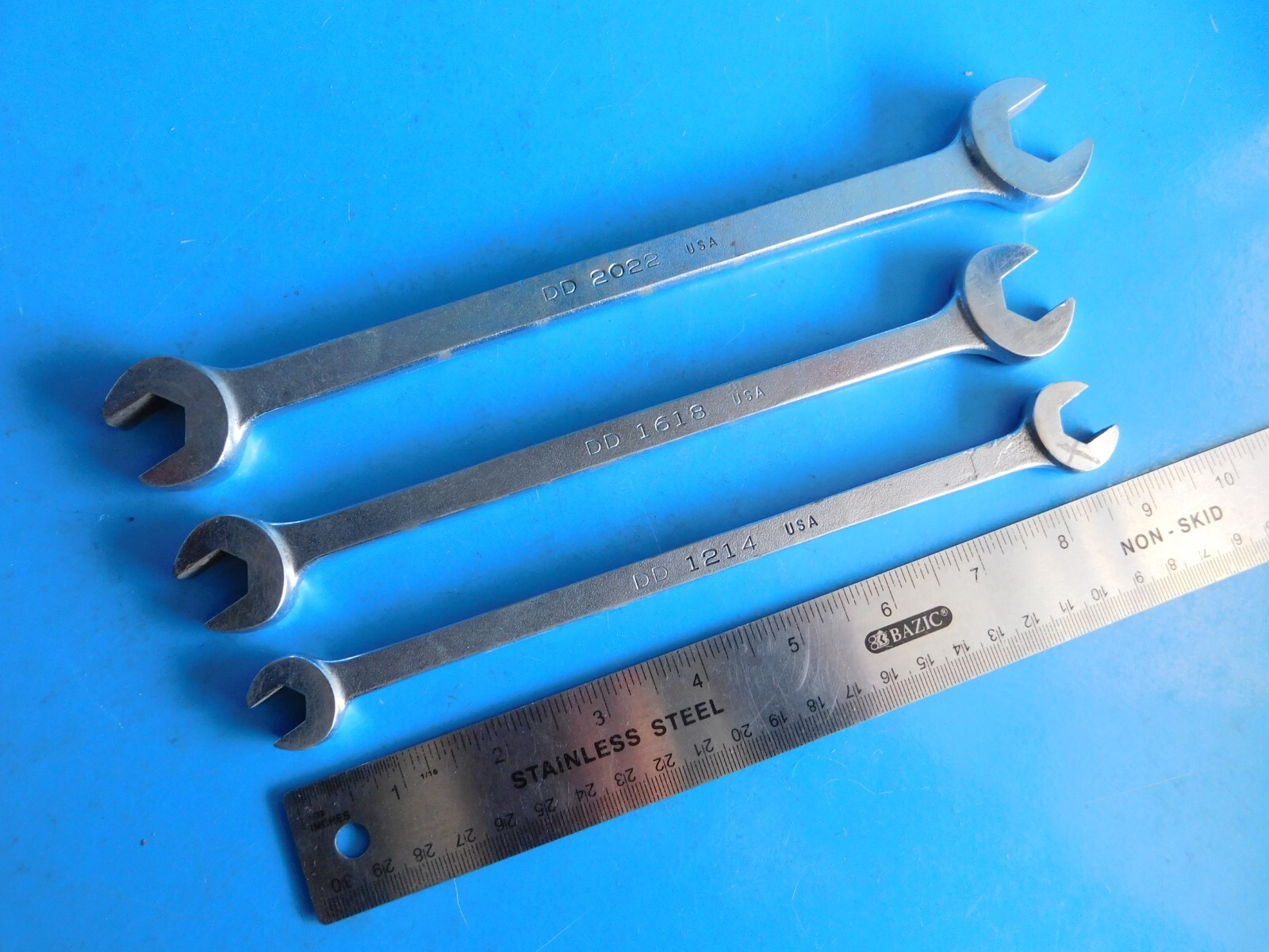 USED, MAC TOOLS «DBL OPEN END WRENCHS» 3/8X7/16,1/2X9/16,5/8X11/16 IN. LOT OF 3