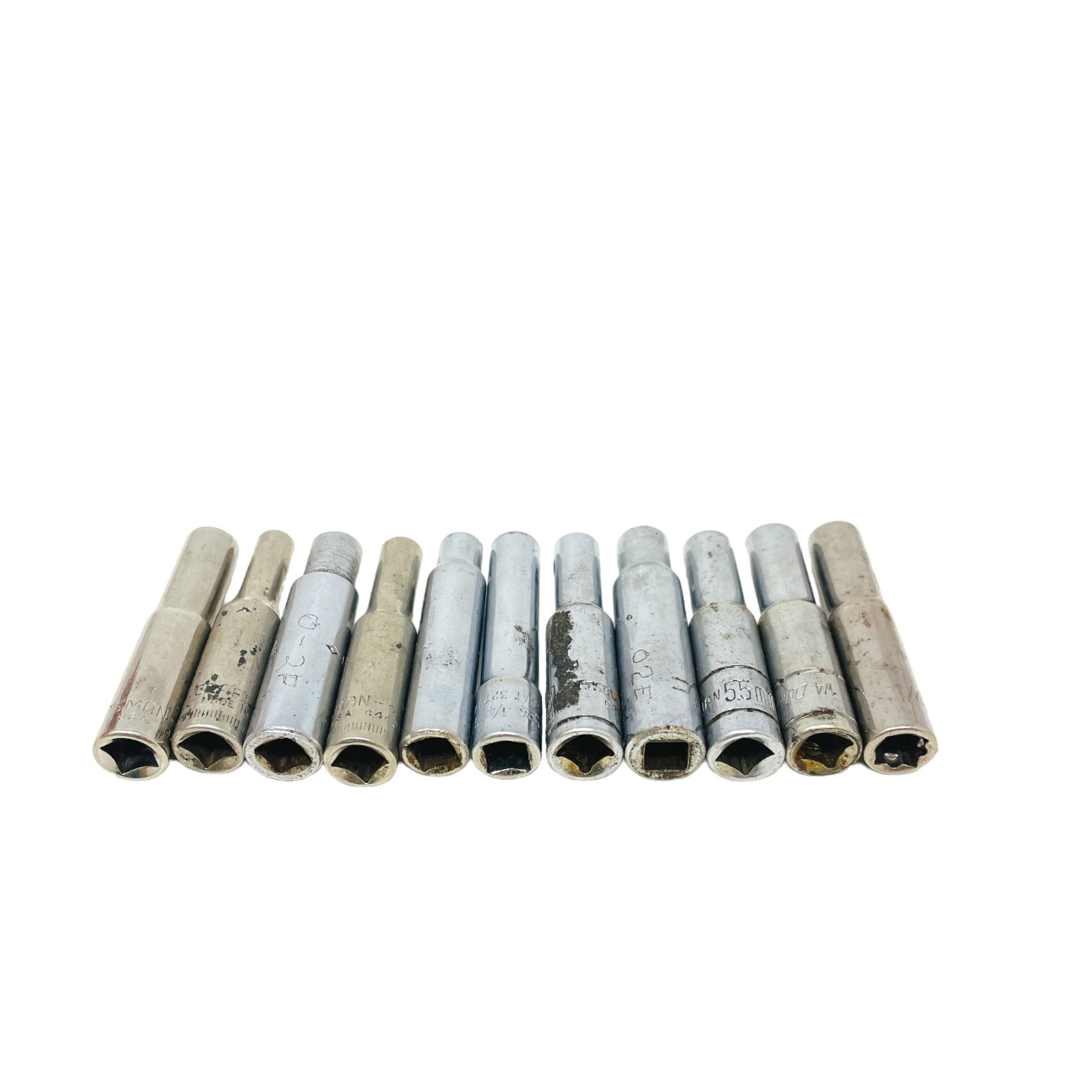 11 Pcs Craftsman, Thorsen and Assorted 44402, 5.5mm, 1/4 in Drive Socket Set