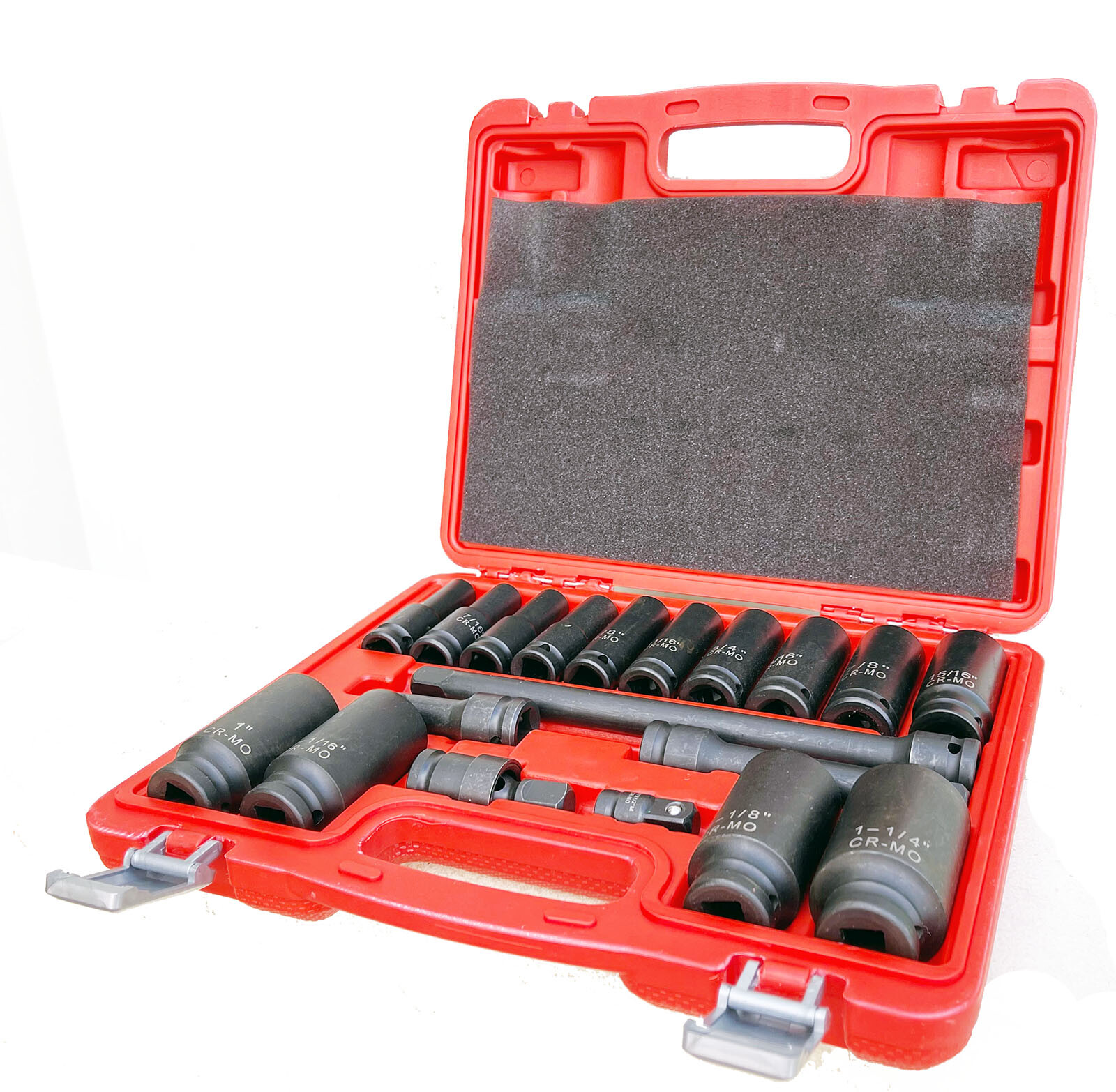 19PCS SAE 1/2″ Dr. Deep Master Impact Socket Set w/ 3» 5» 10» Extension Bar