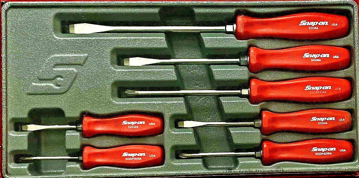 *NEW* Snap On Screwdriver Set, Combination 7 Pcs. *RED HARD HANDLES* SDDX70AR