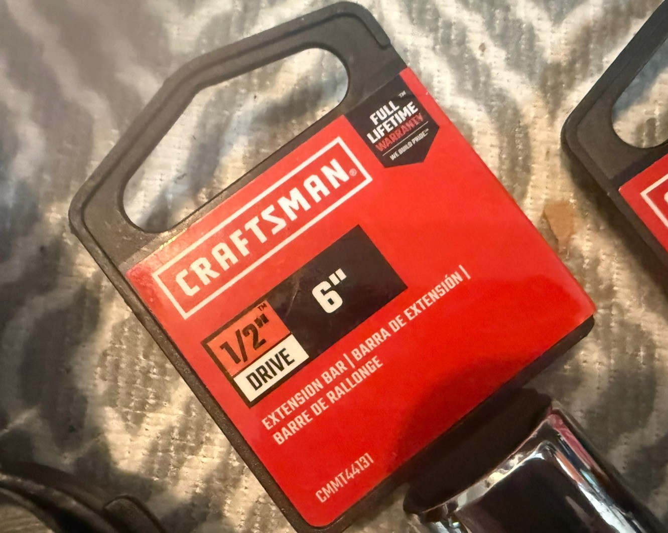 Craftsman 1/2 inch drive ratchet – 6” extension – swivel – NEW polished Chrome