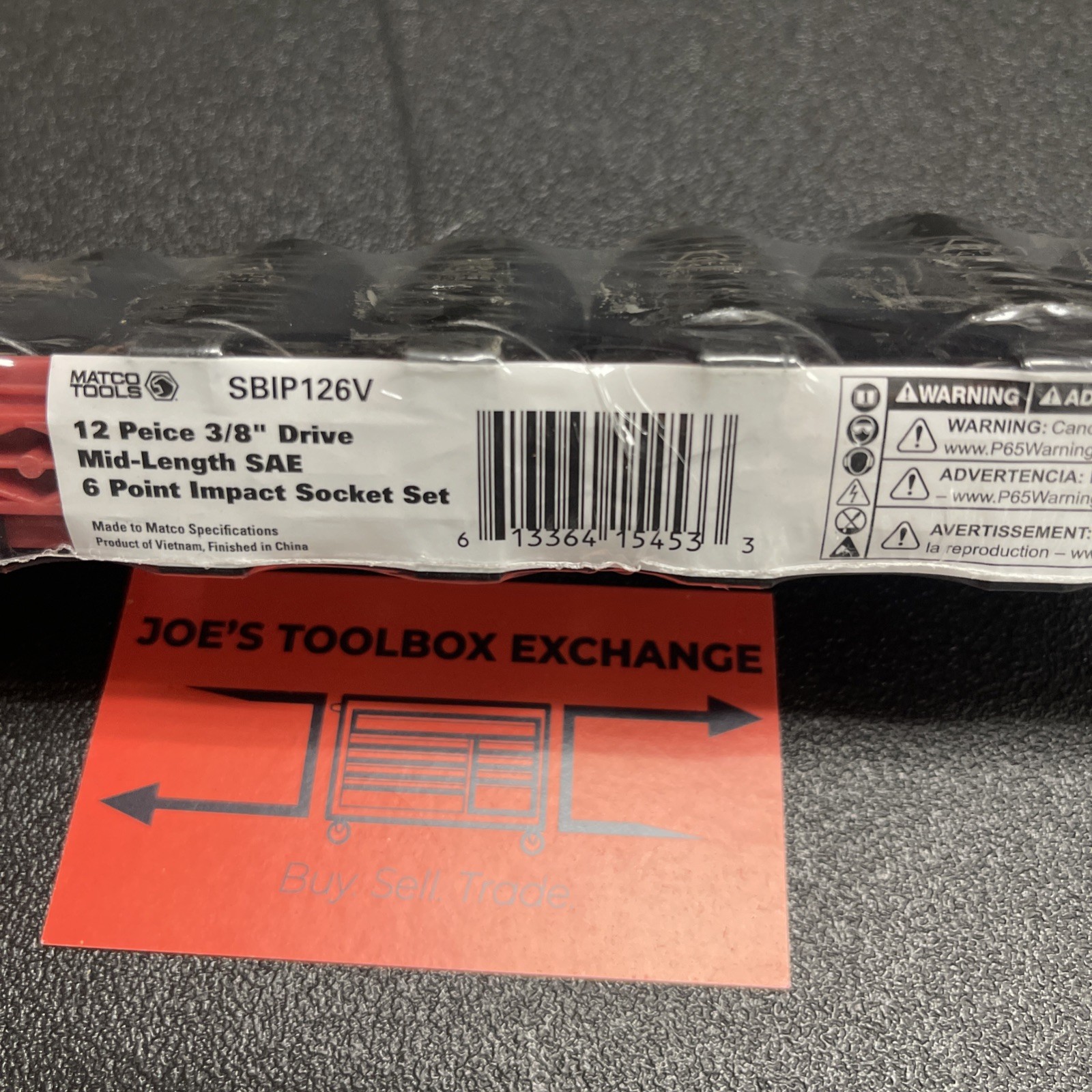 MATCO 12 PIECE 3/8″ DRIVE SAE 6 POINT ADV MID-LENGTH IMPACT SOCKET SET SBIP126V