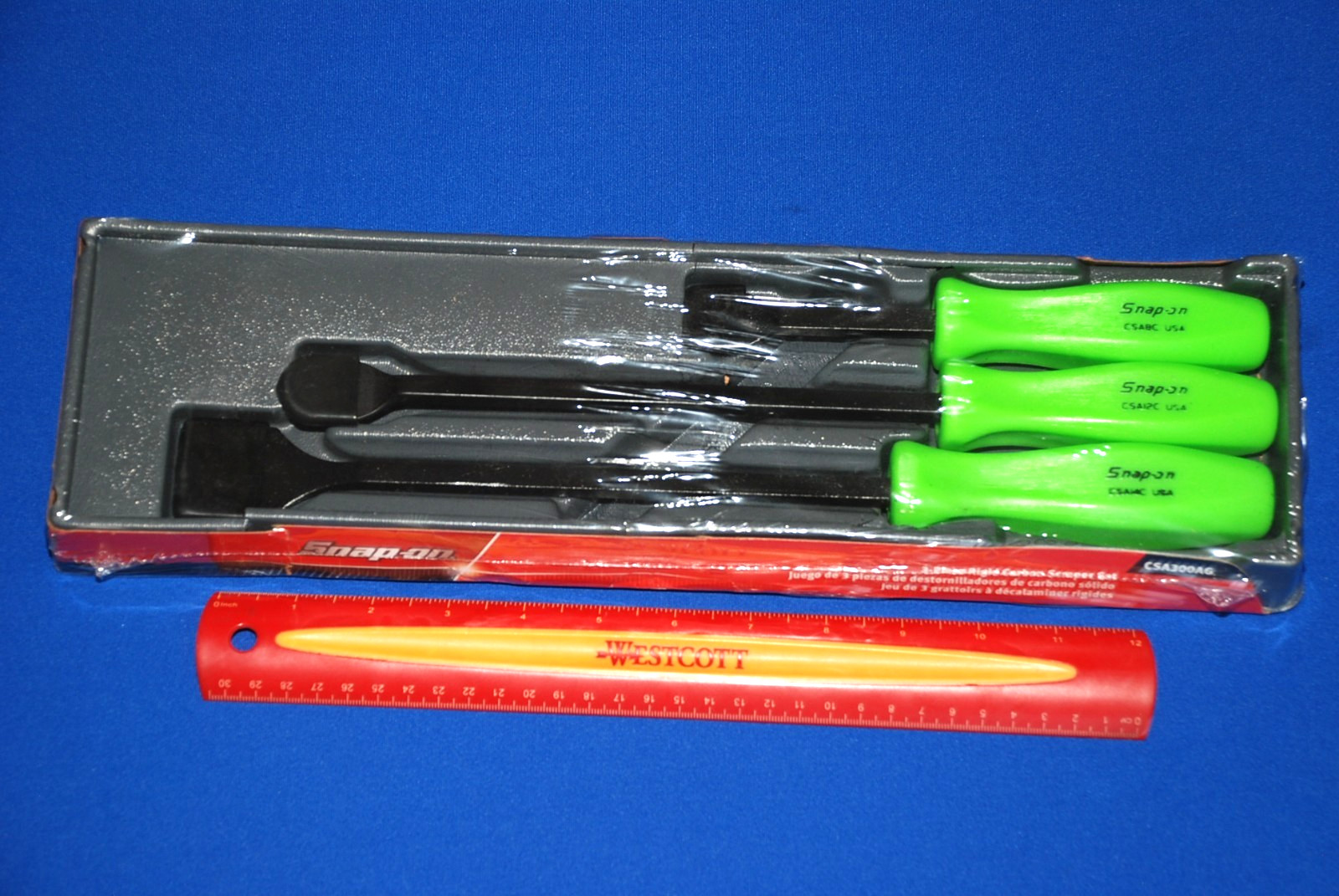 Snap-on NEW Ships FREE 3 Pc Green Hard Grip Rigid Carbon Scraper Set CSA300AG
