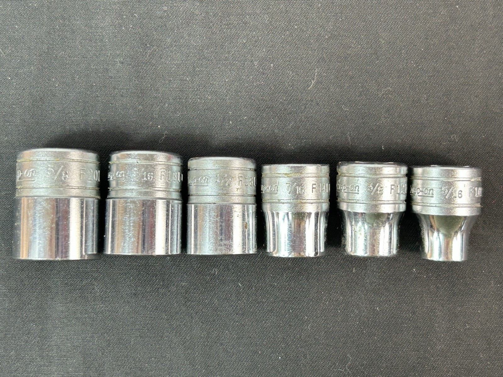 Snap-On F Series 3/8″ Dr 6pc 12pt Socket Set 5/16, 3/8, 7/16, 1/2, 9/16, 5/8