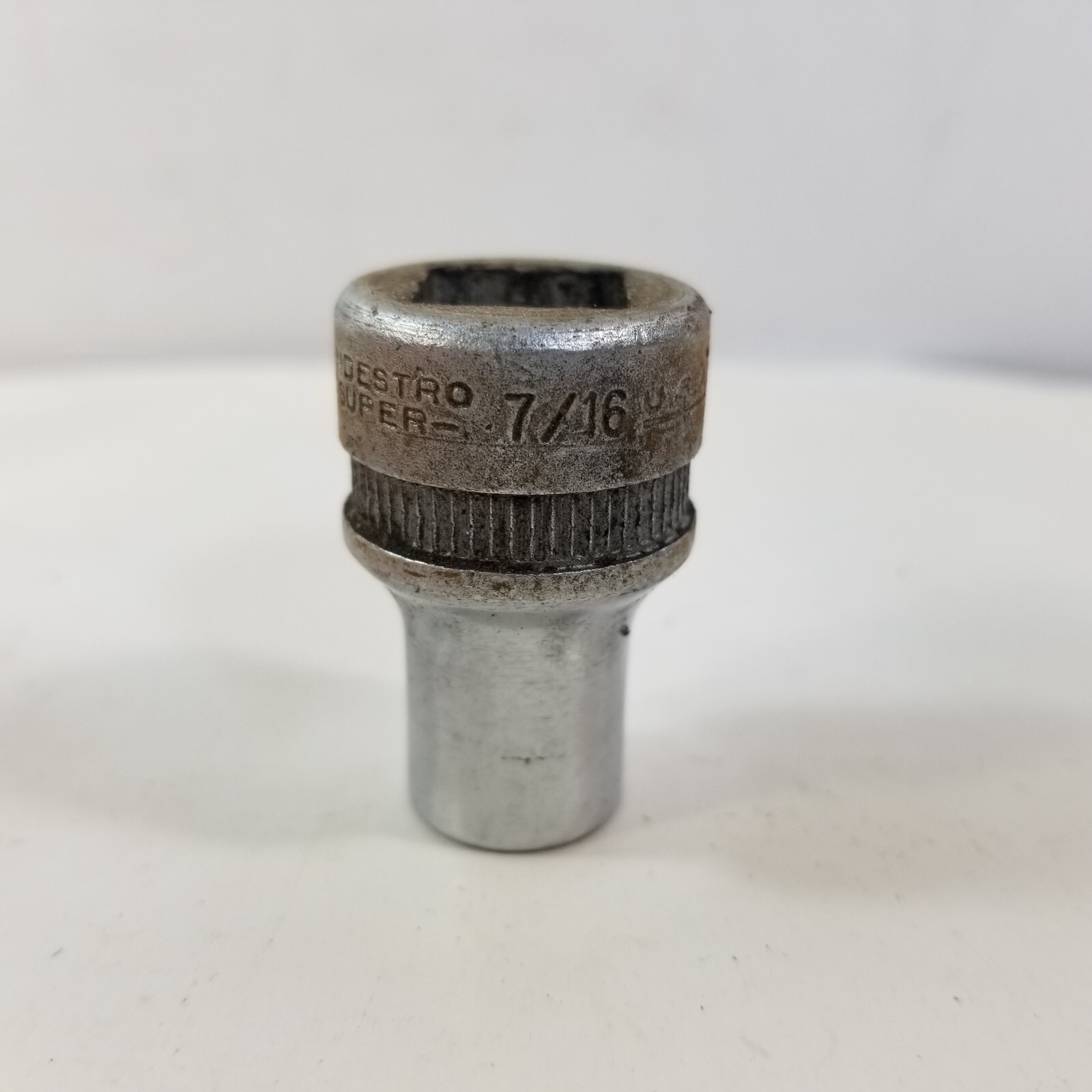 Indestro Super Chrome Socket 1214 7/16in. 12 pt. 1/2″ Drive USA 1950s